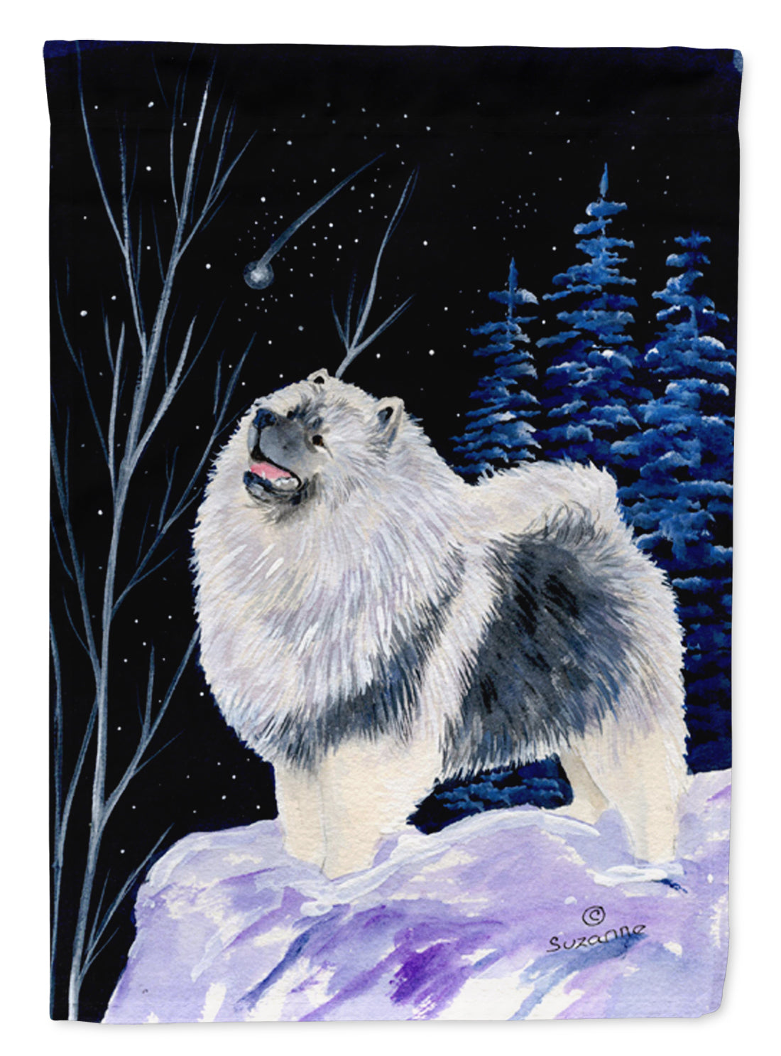 Caroline's Treasures Starry Night Keeshond Flag Canvas House Size