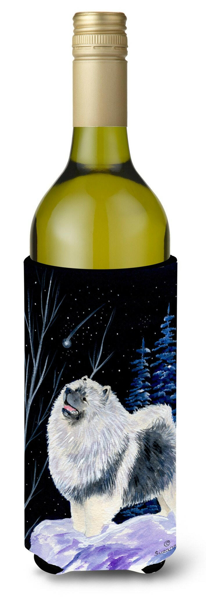 Starry Night Keeshond Wine Bottle Beverage Insulator Beverage Insulator Hugger SS8357LITERK by Caroline&#39;s Treasures
