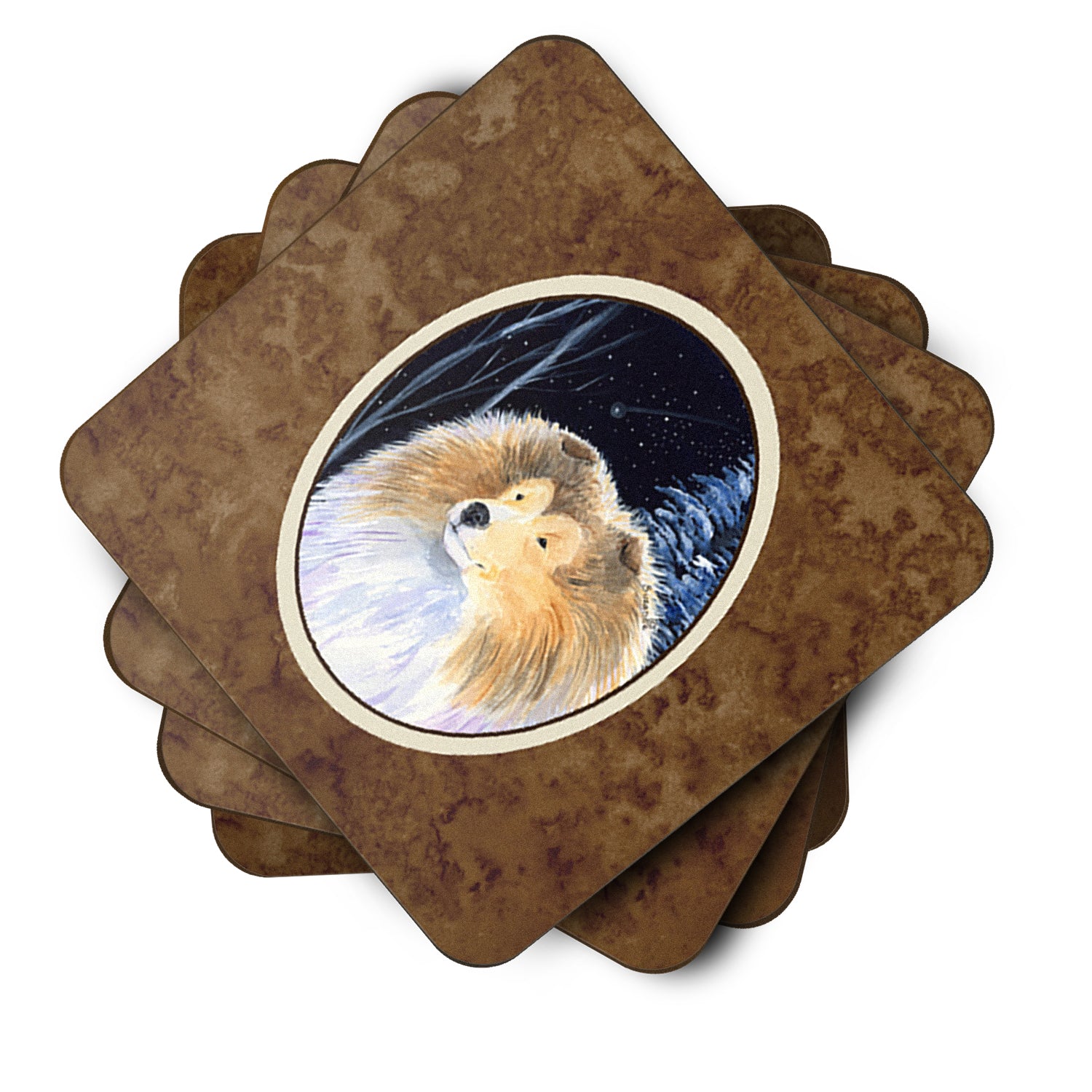 Starry Night Collie Foam Coasters Set of 4 - the-store.com