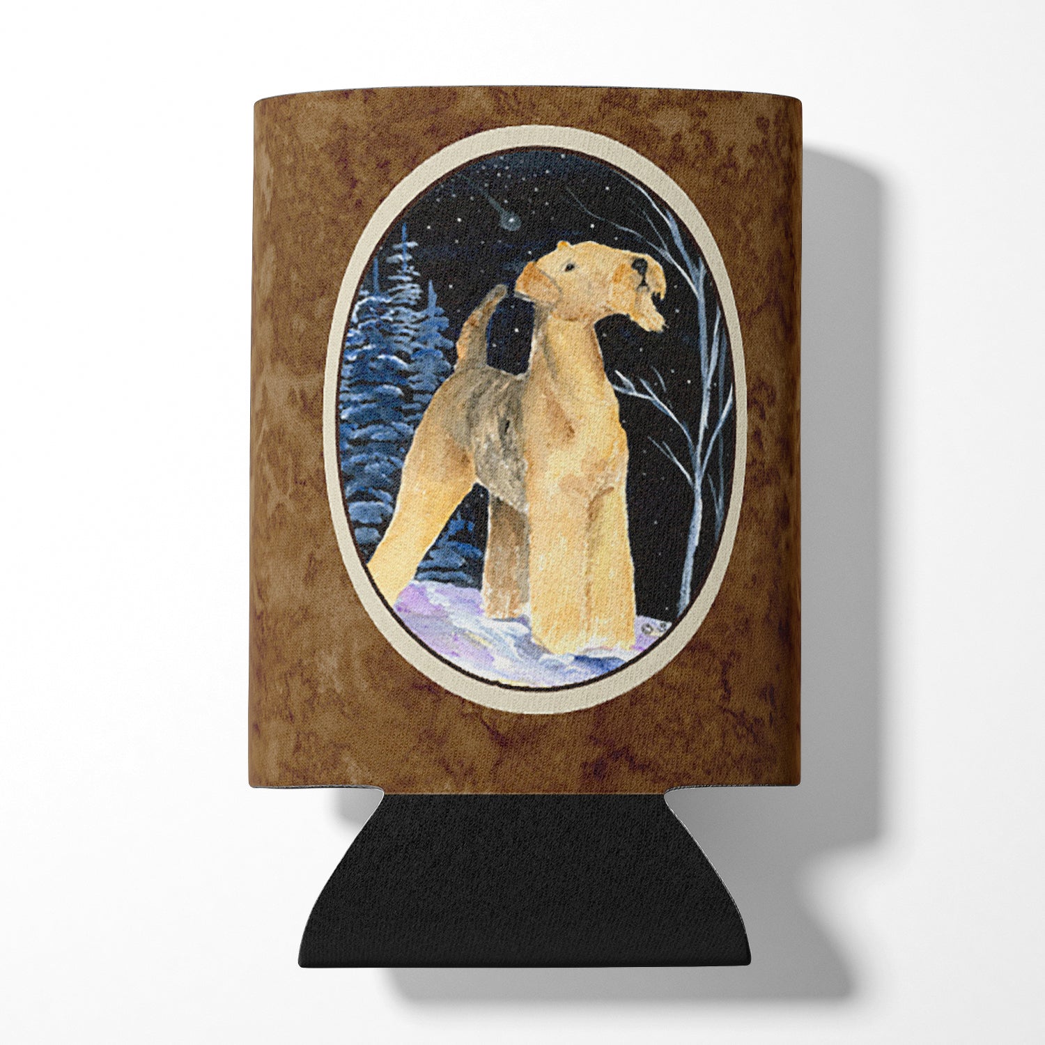 Starry Night Airedale Can or Bottle Beverage Insulator Hugger.