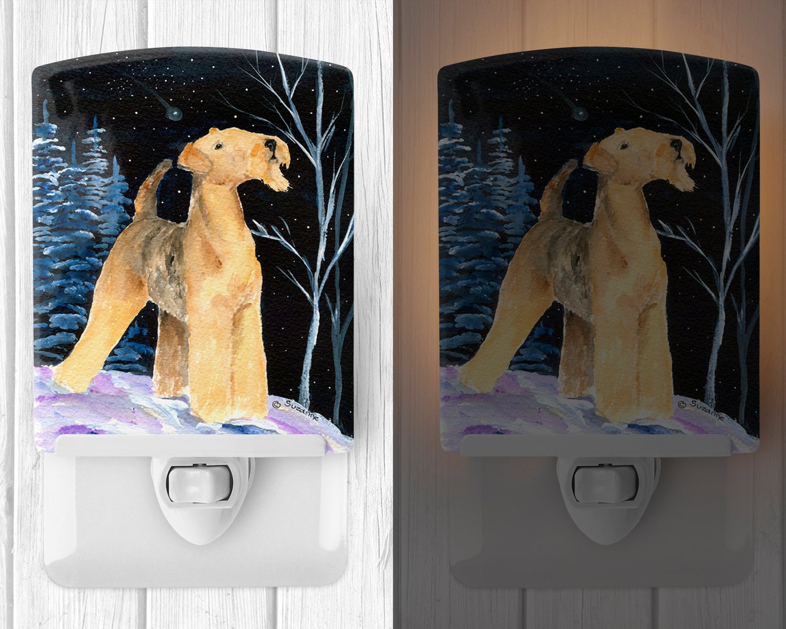 Caroline's Treasures Starry Night Airedale Ceramic Night Light SS8361CNL