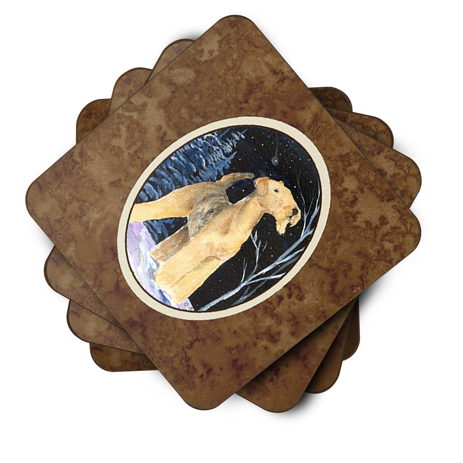 Starry Night Airedale Foam Coasters Set of 4 - the-store.com