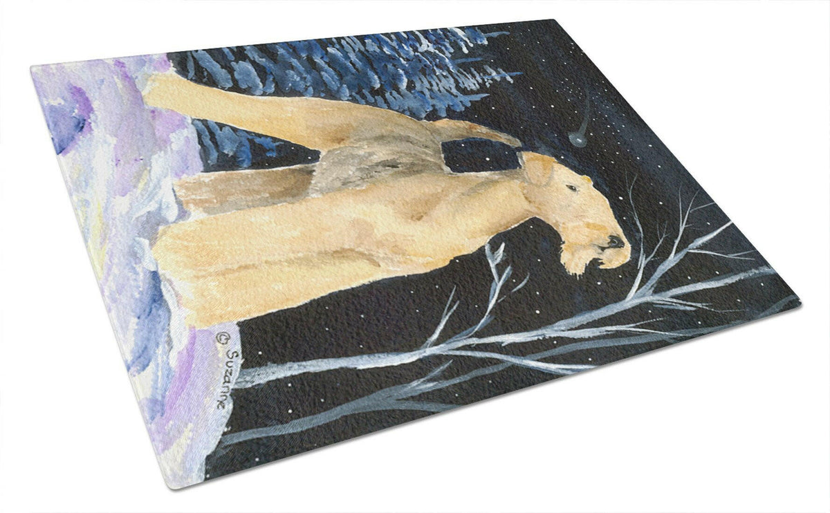 Starry Night Airedale Glass Cutting Board Large by Caroline&#39;s Treasures