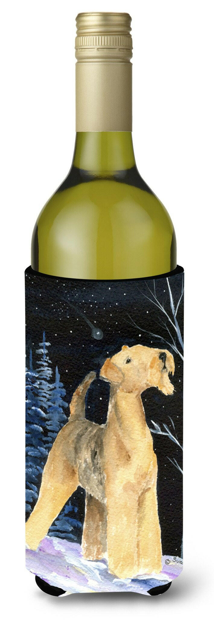 Starry Night Airedale Wine Bottle Beverage Insulator Beverage Insulator Hugger by Caroline&#39;s Treasures