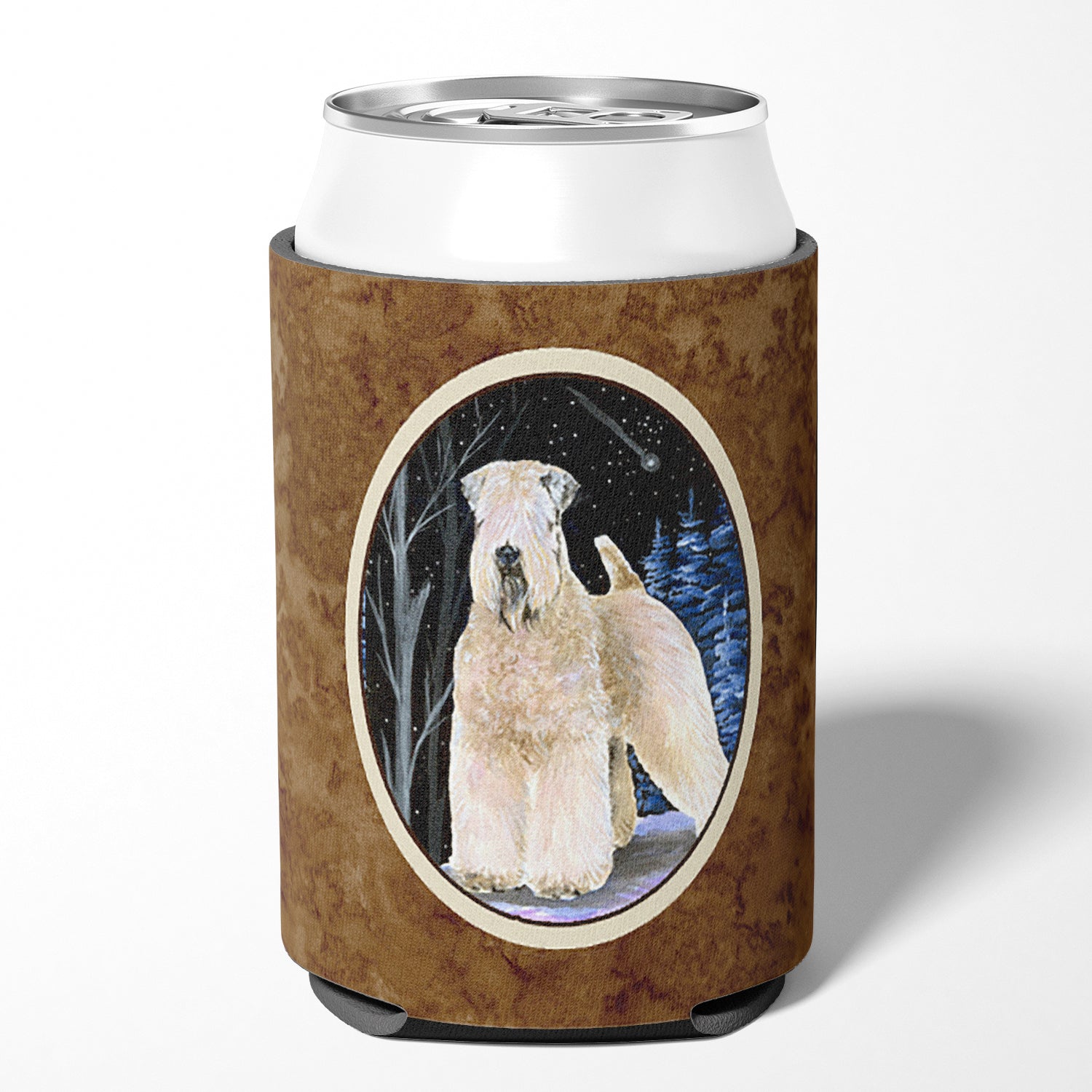 Starry Night Wheaten Terrier Soft Coated Can or Bottle Beverage Insulator Hugger.