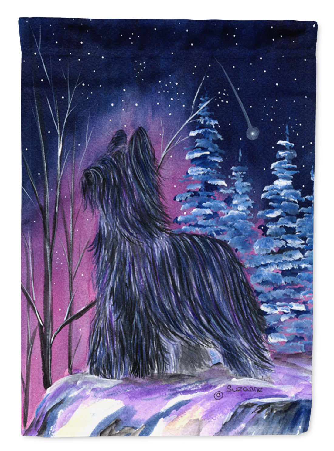 Starry Night Briard Flag Canvas House Size  the-store.com.