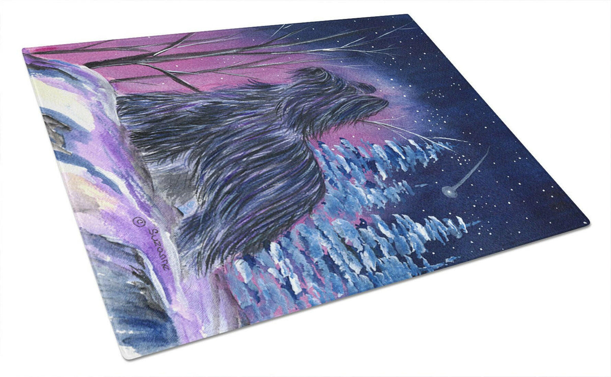 Starry Night Briard Glass Cutting Board Large by Caroline&#39;s Treasures