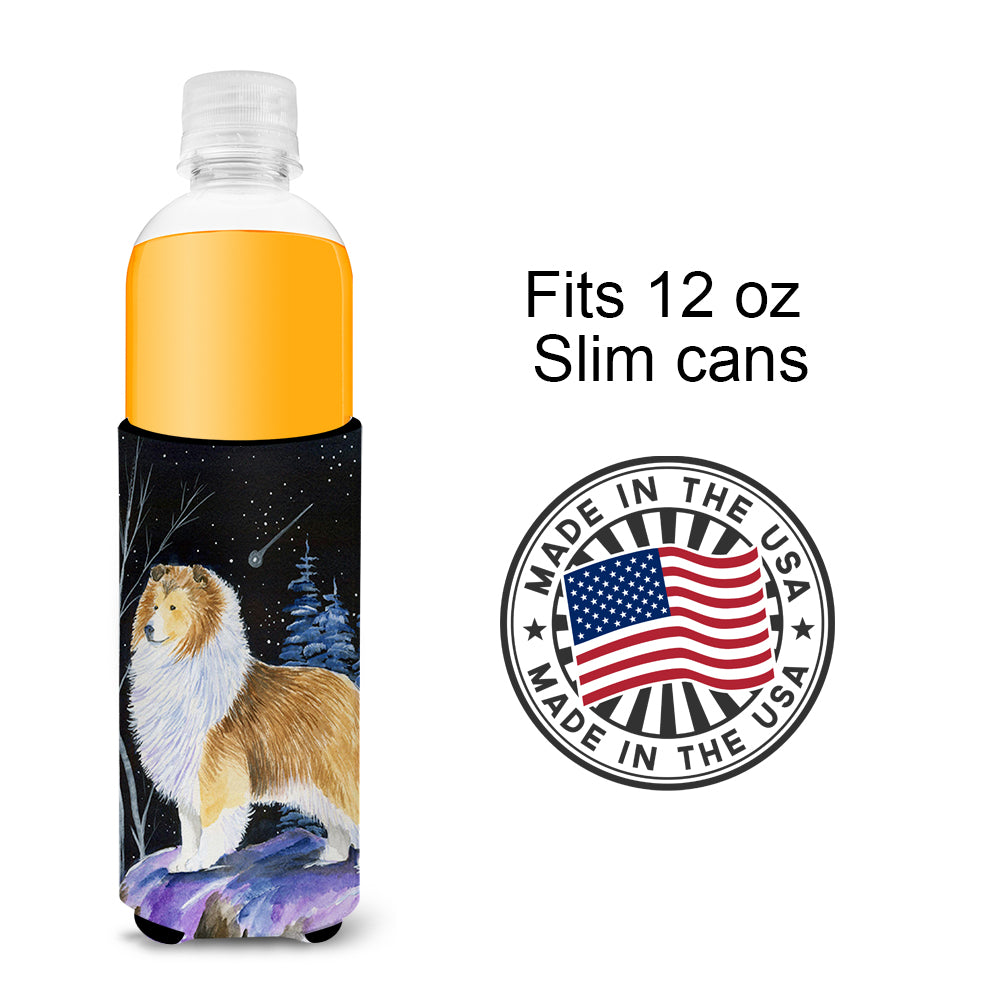 Starry Night Sheltie Ultra Beverage Insulators for slim cans SS8368MUK.