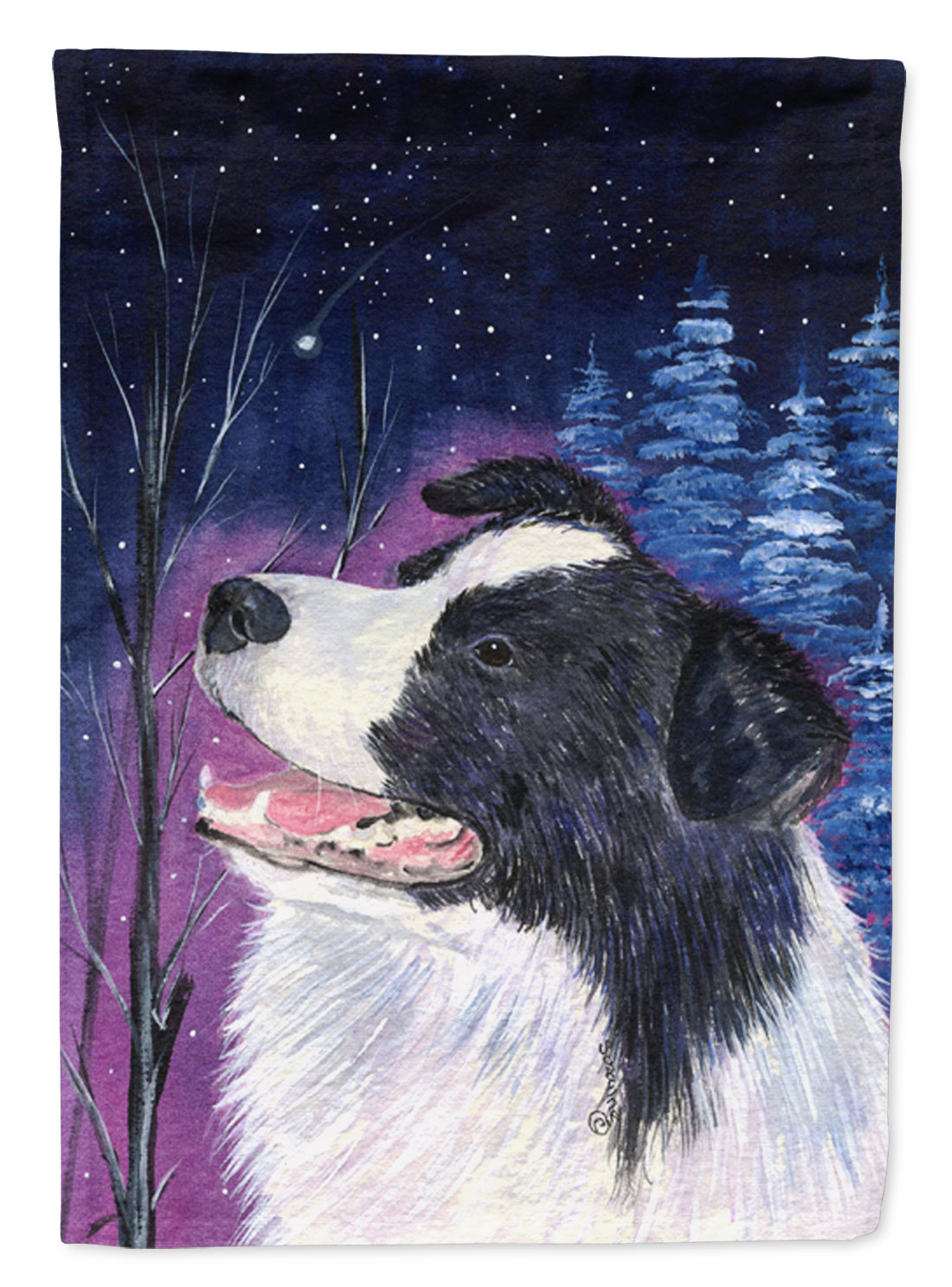 Starry Night Border Collie Flag Canvas House Size  the-store.com.