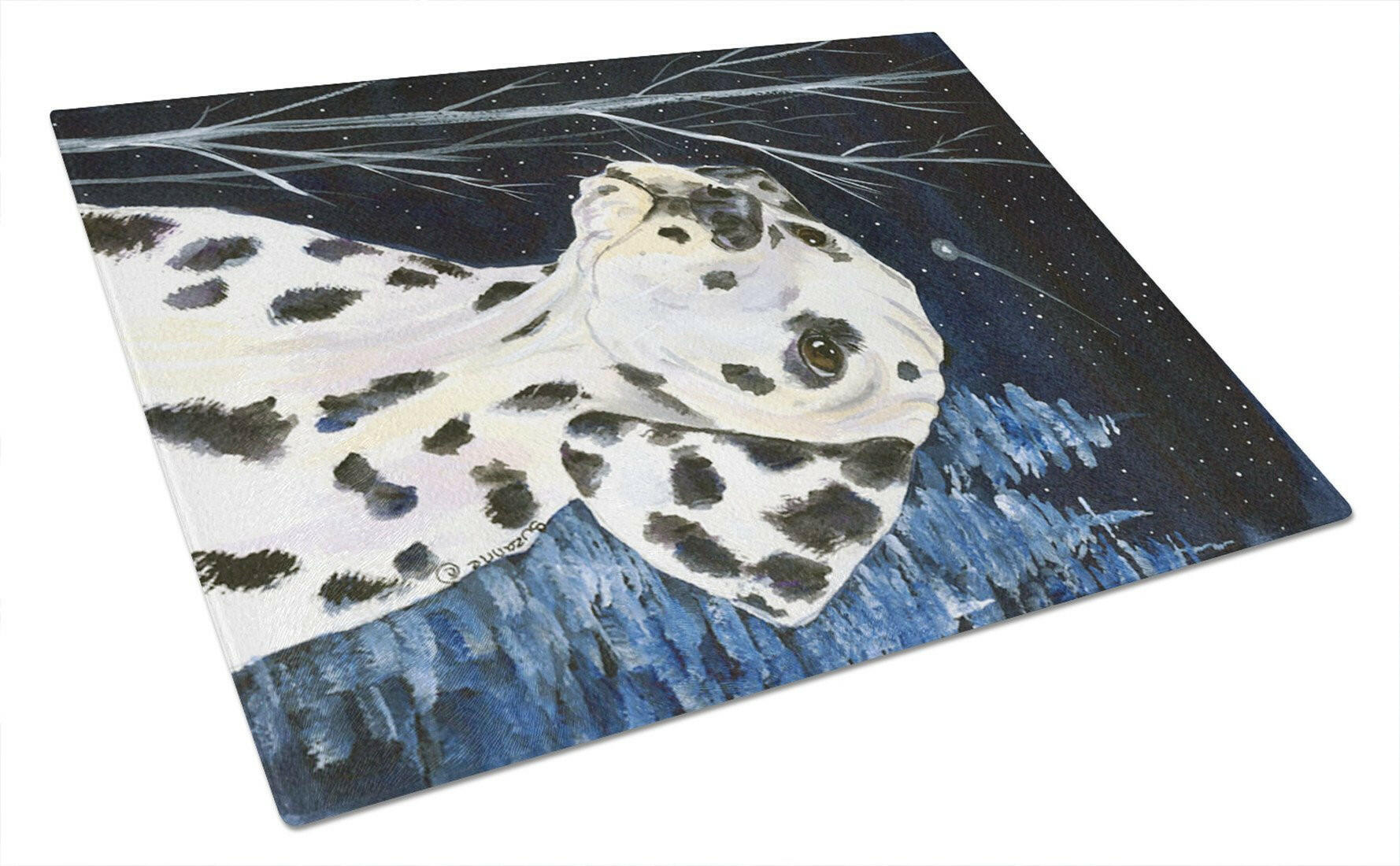 Starry Night Dalmatian Glass Cutting Board Large by Caroline's Treasures