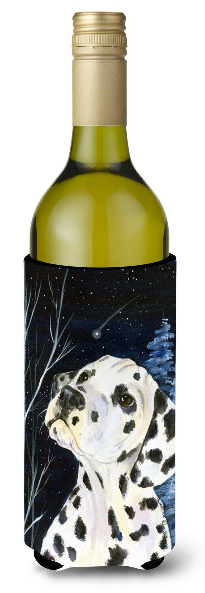 Starry Night Dalmatian Wine Bottle Beverage Insulator Beverage Insulator Hugger by Caroline&#39;s Treasures