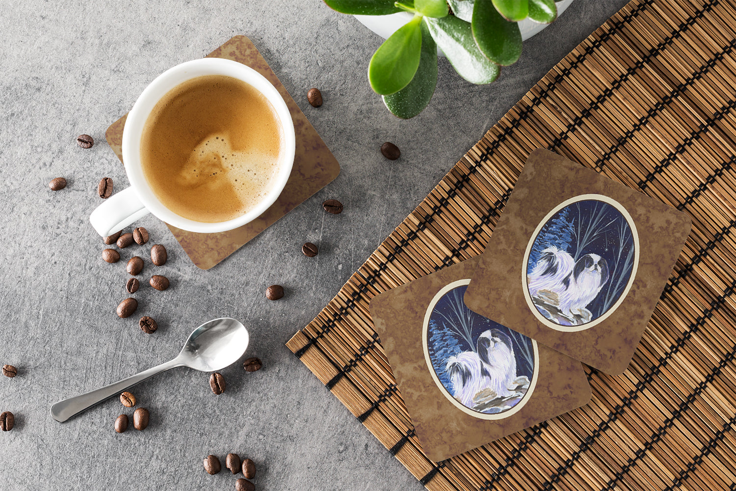 Starry Night Japanese Chin Foam Coasters Set of 4 - the-store.com