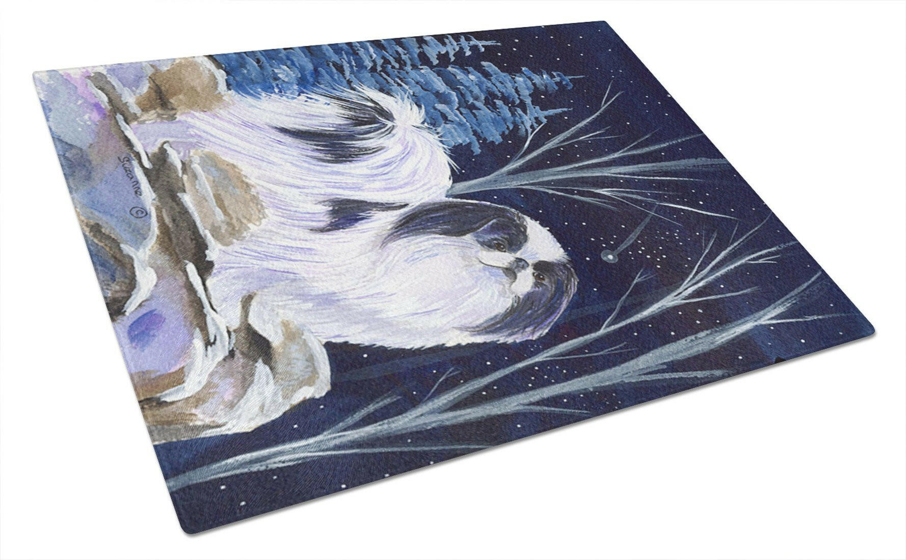 Starry Night Japanese Chin Glass Cutting Board Large by Caroline's Treasures