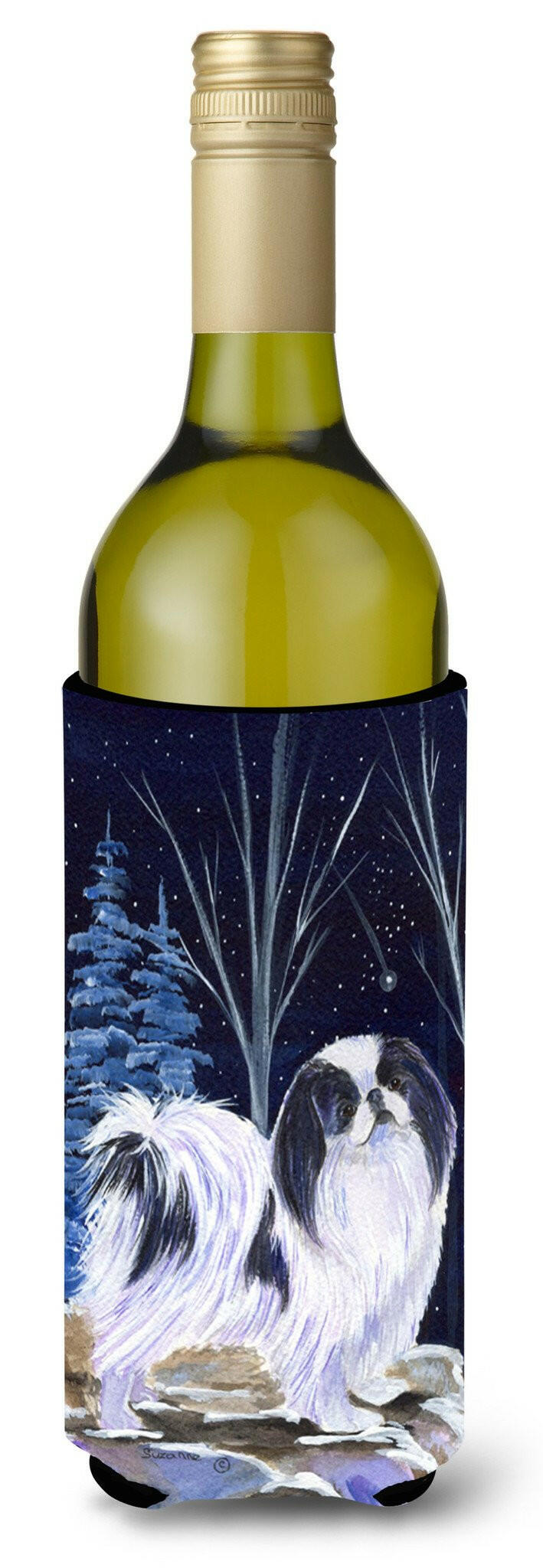 Starry Night Japanese Chin Wine Bottle Beverage Insulator Beverage Insulator Hugger SS8374LITERK by Caroline&#39;s Treasures