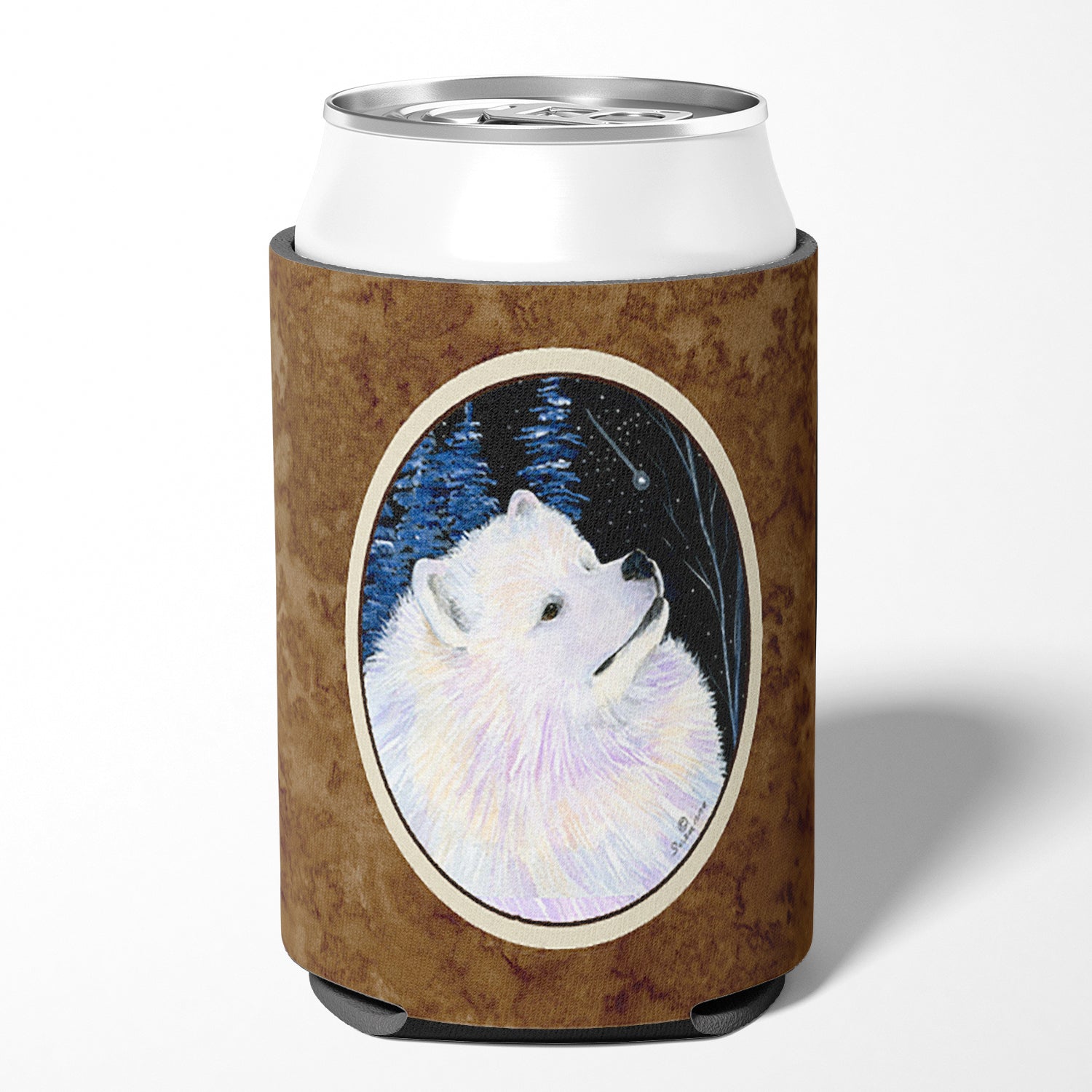Starry Night Samoyed Can or Bottle Beverage Insulator Hugger