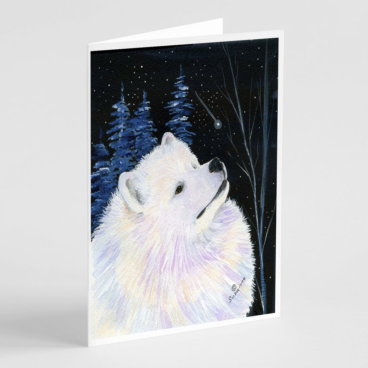 Buy this Starry Night Samoyed Greeting Cards and Envelopes Pack of 8