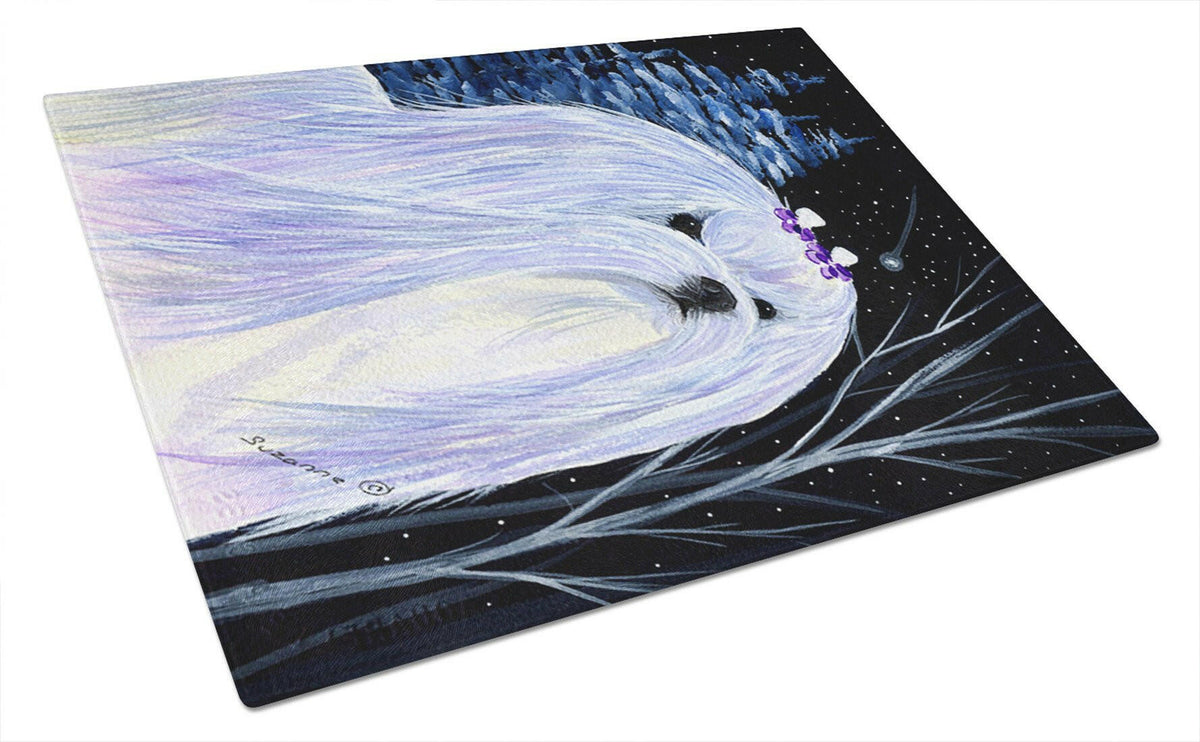 Starry Night Maltese Glass Cutting Board Large by Caroline&#39;s Treasures
