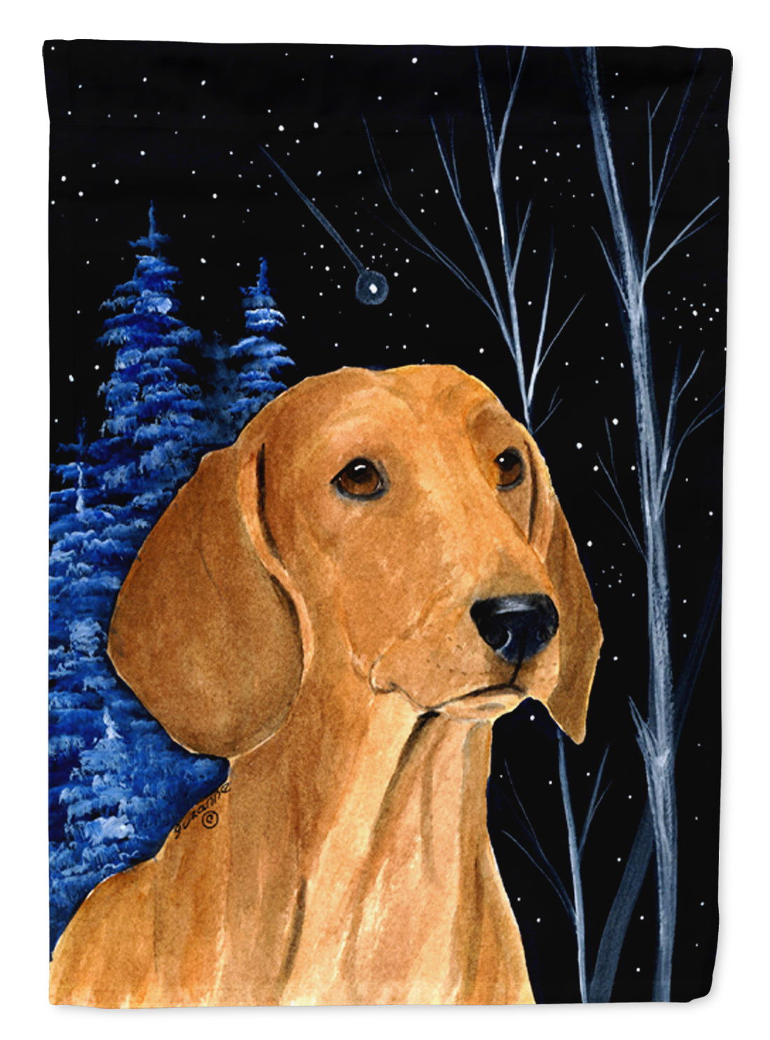 Starry Night Dachshund Flag Canvas House Size  the-store.com.