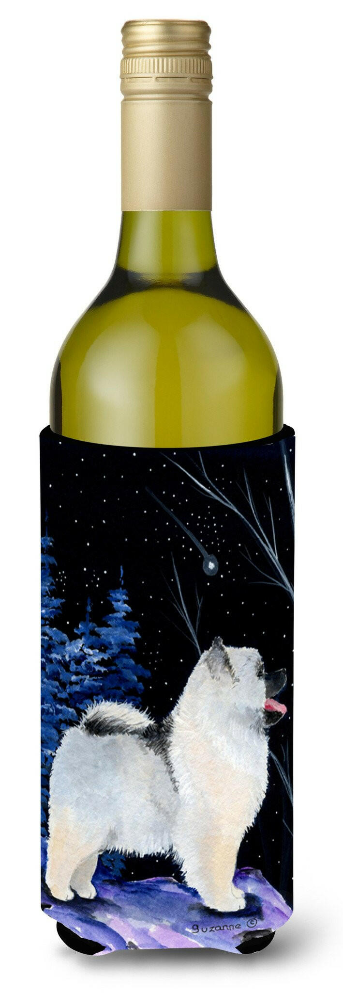 Starry Night Keeshond Wine Bottle Beverage Insulator Beverage Insulator Hugger SS8380LITERK by Caroline&#39;s Treasures