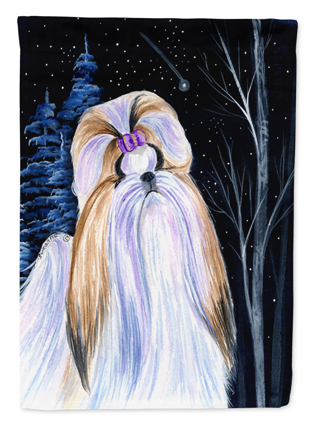 Starry Night Shih Tzu Flag Canvas House Size  the-store.com.