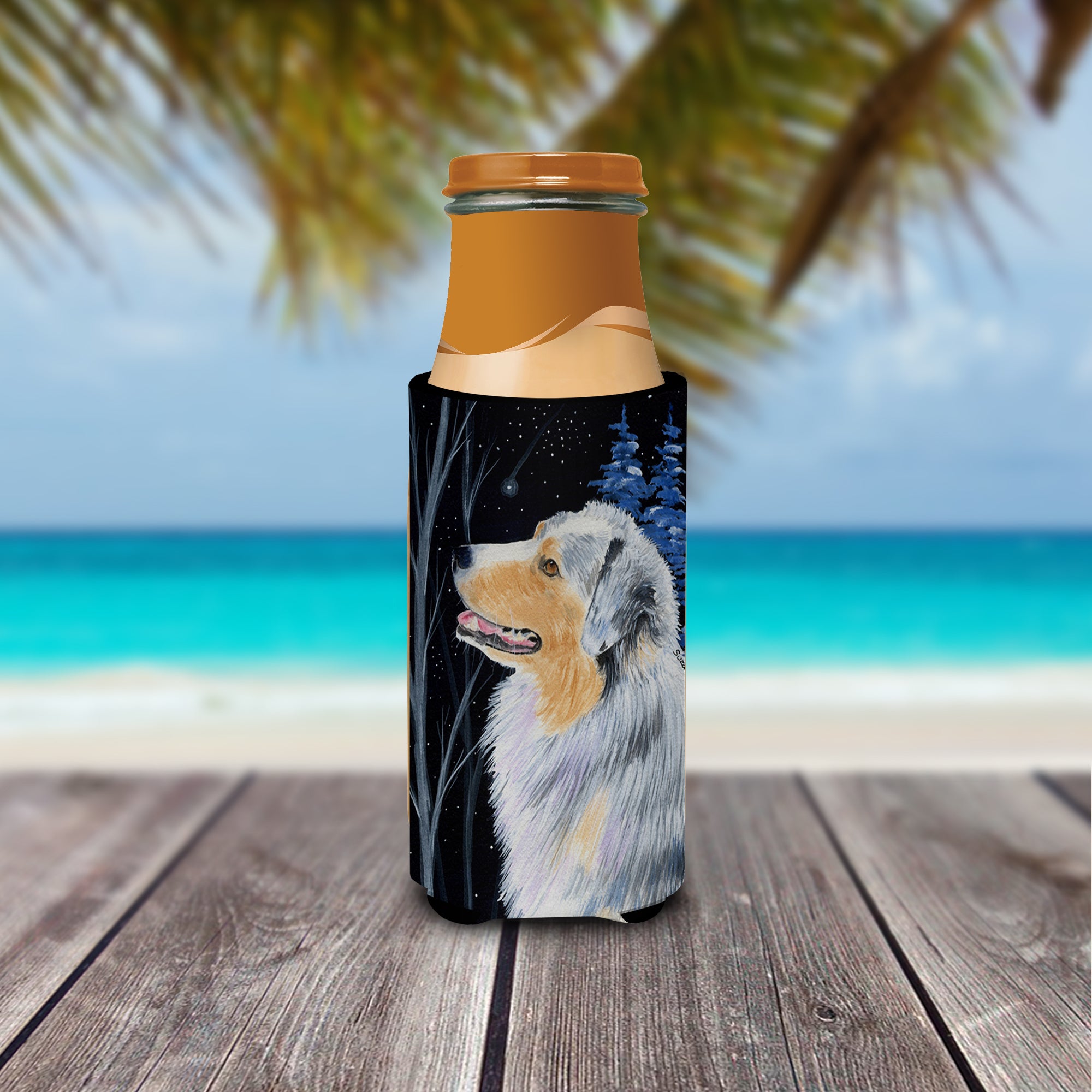 Starry Night Australian Shepherd Ultra Beverage Insulators for slim cans SS8382MUK.