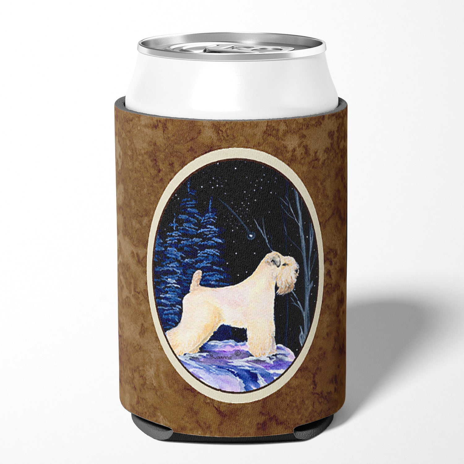 Starry Night Wheaten Terrier Soft Coated Can or Bottle Beverage Insulator Hugger.