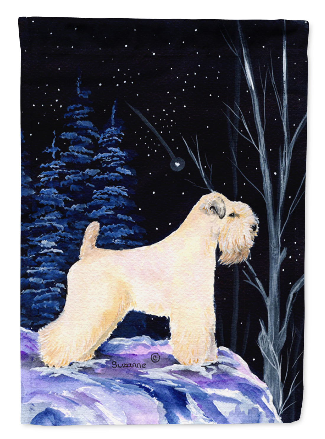 Starry Night Wheaten Terrier Soft Coated Flag Canvas House Size