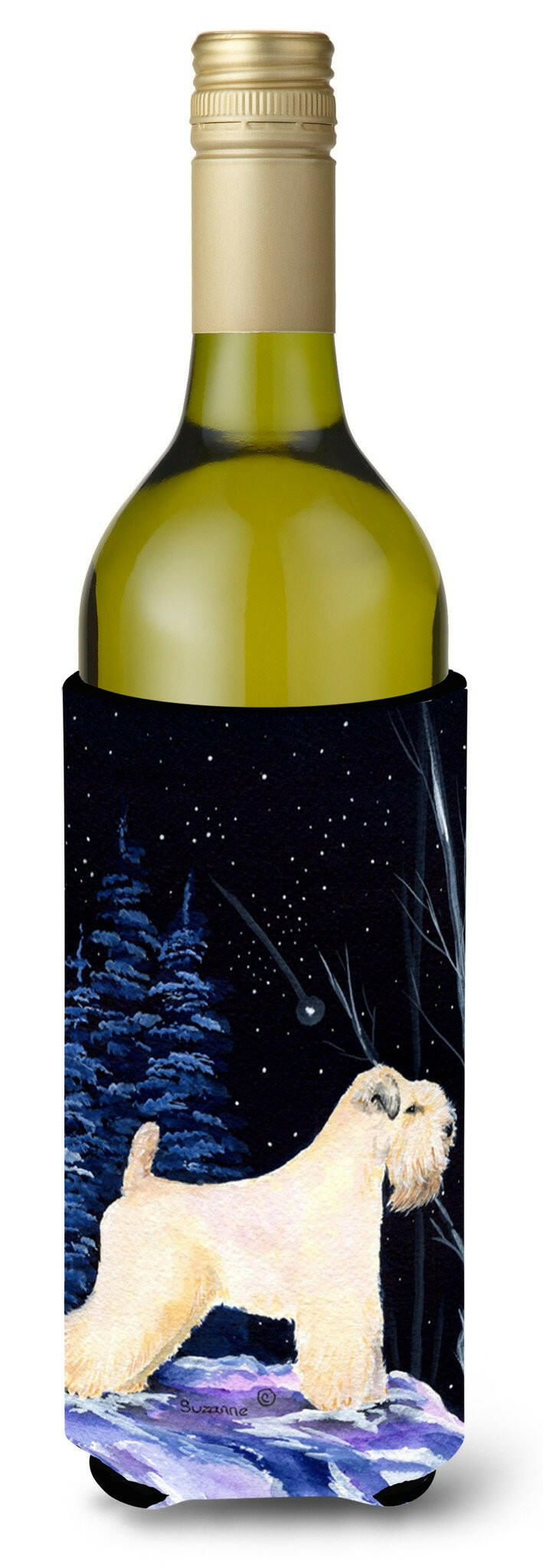 Starry Night Wheaten Terrier Soft Coated Wine Bottle Beverage Insulator Beverage Insulator Hugger SS8386LITERK by Caroline&#39;s Treasures