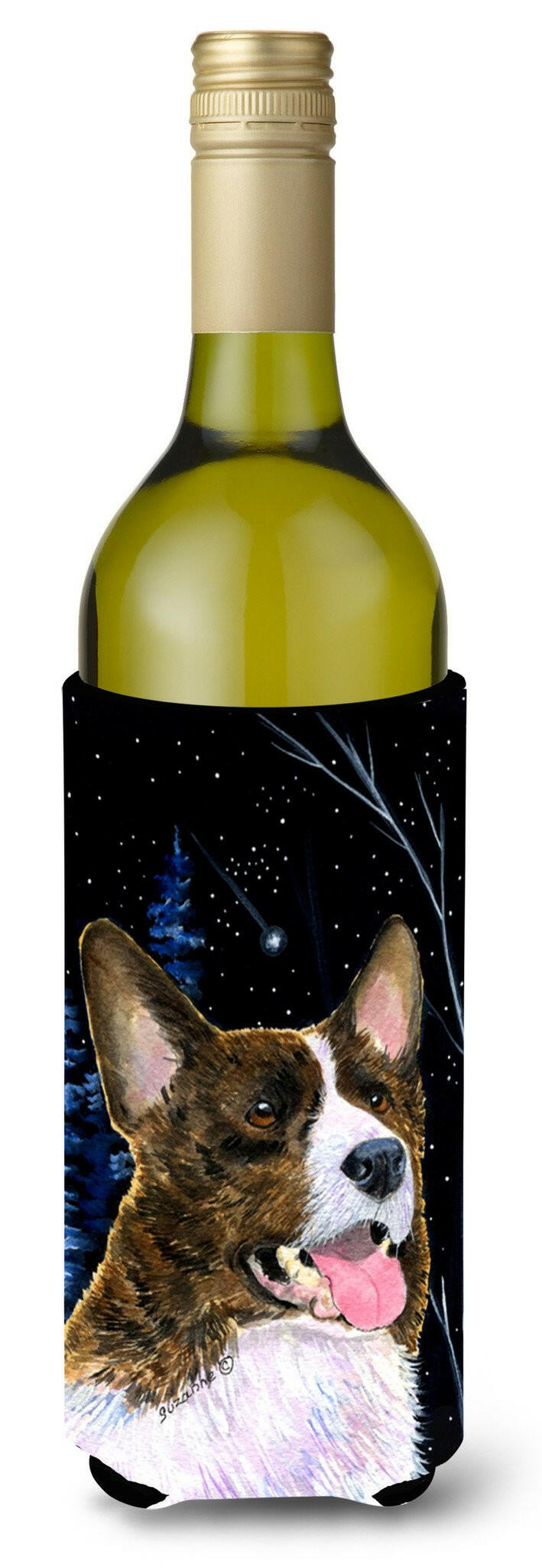 Starry Night Corgi Wine Bottle Beverage Insulator Beverage Insulator Hugger SS8387LITERK by Caroline&#39;s Treasures