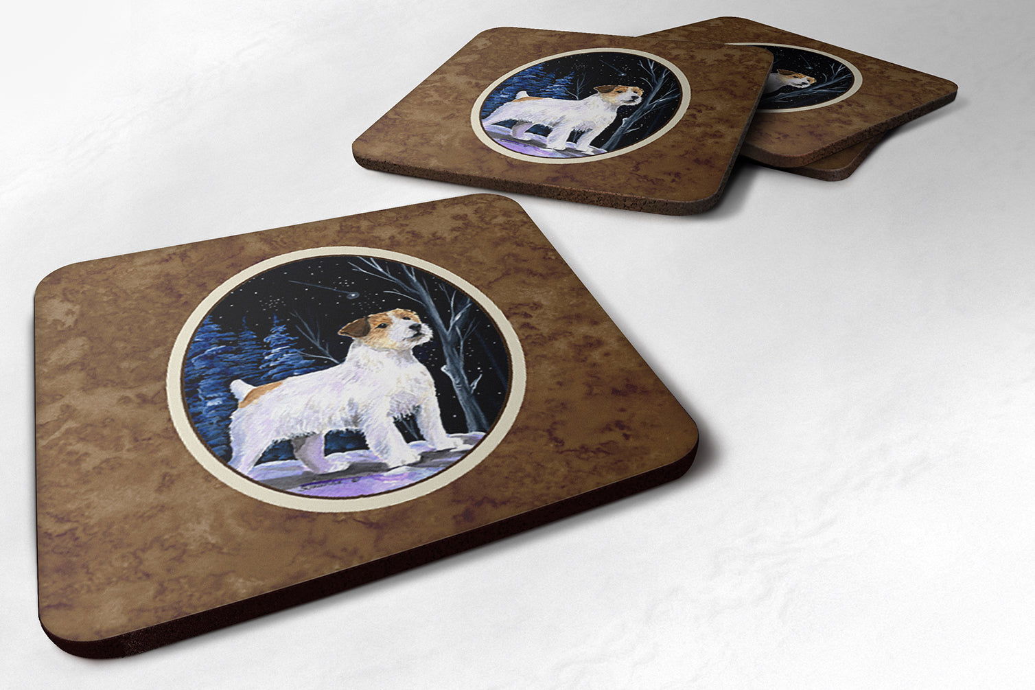 Starry Night Jack Russell Terrier Foam Coasters Set of 4 - the-store.com