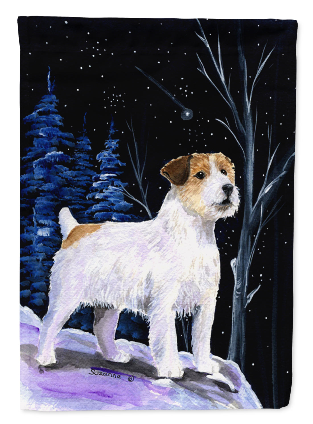 Starry Night Jack Russell Terrier Flag Garden Size