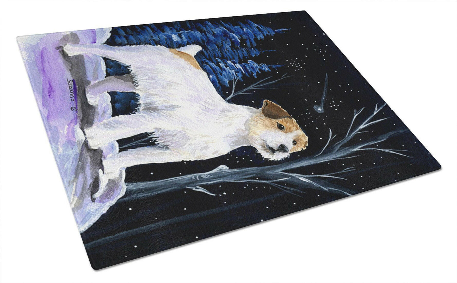 Starry Night Jack Russell Terrier Glass Cutting Board Large by Caroline's Treasures