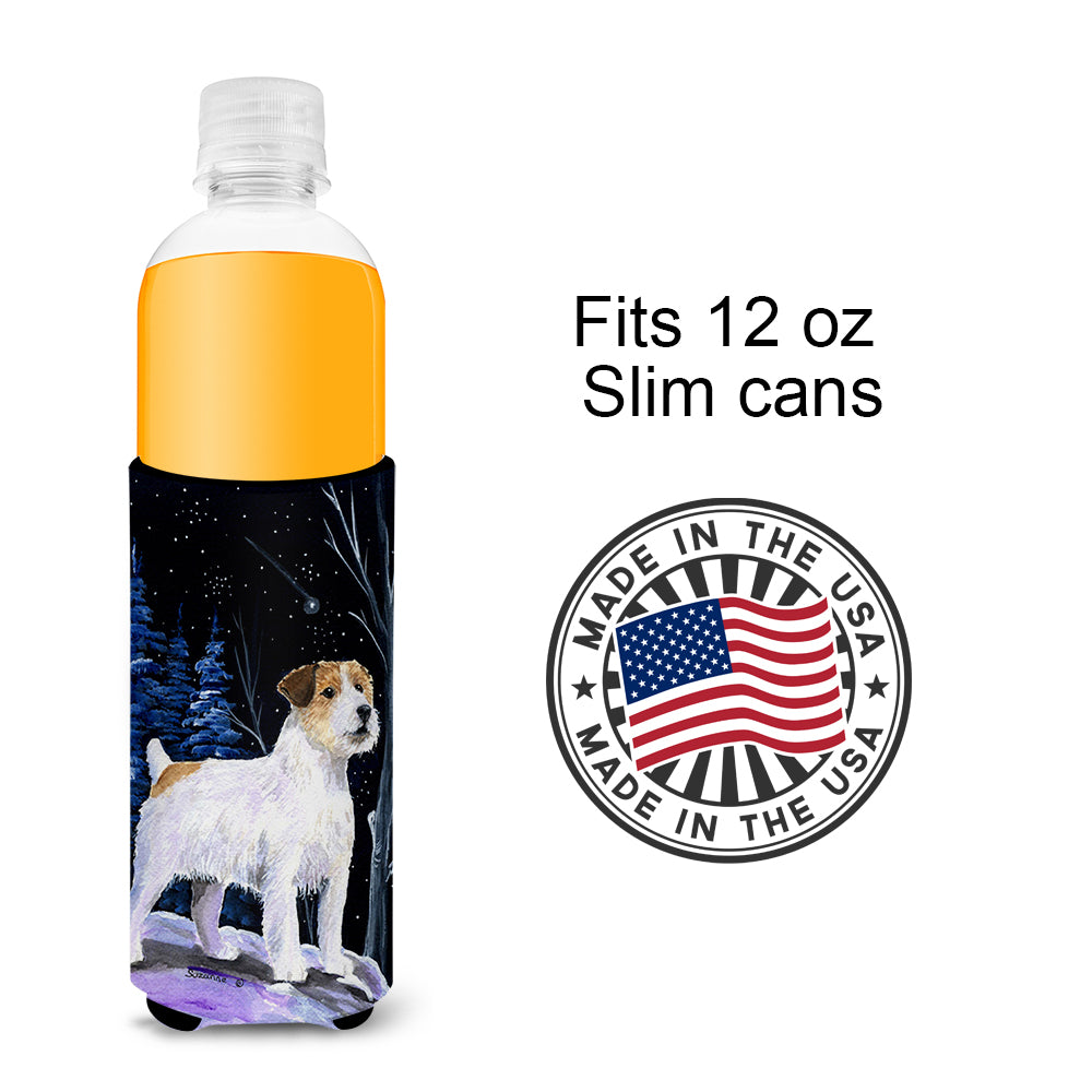 Starry Night Jack Russell Terrier Ultra Beverage Insulators for slim cans SS8388MUK.