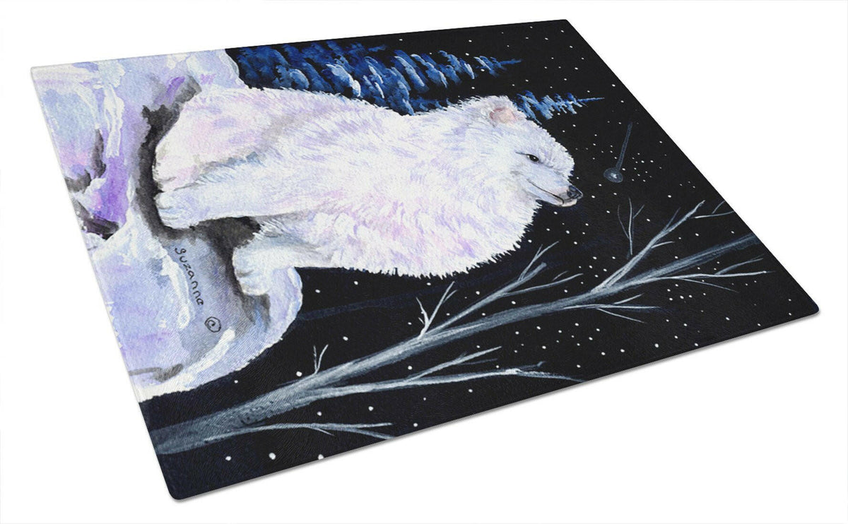 Starry Night American Eskimo Glass Cutting Board Large by Caroline&#39;s Treasures