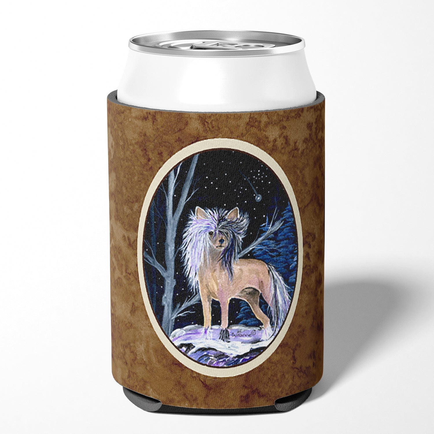 Starry Night Chinese Crested Can or Bottle Beverage Insulator Hugger.
