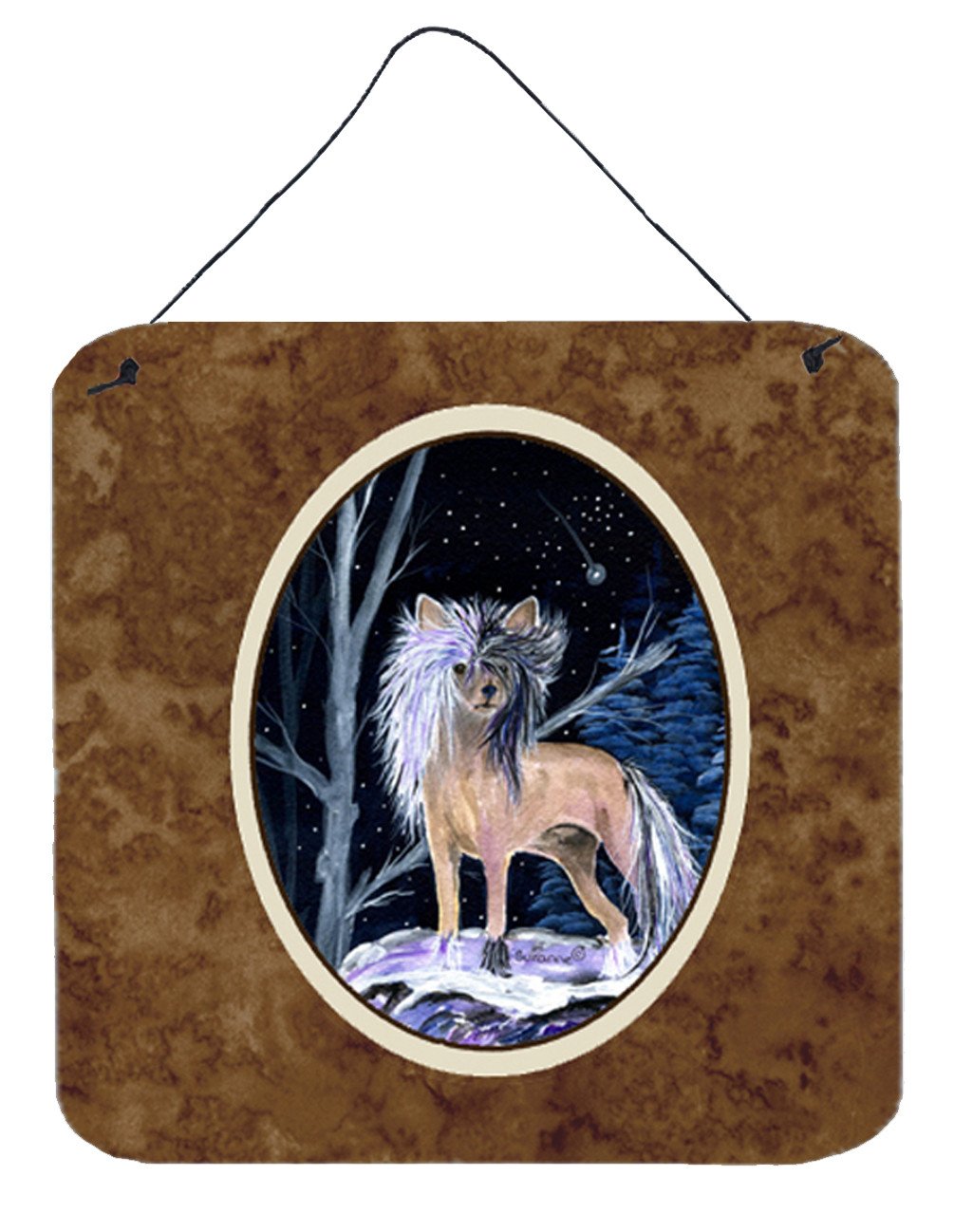 Starry Night Chinese Crested Aluminium Metal Wall or Door Hanging Prints by Caroline&#39;s Treasures