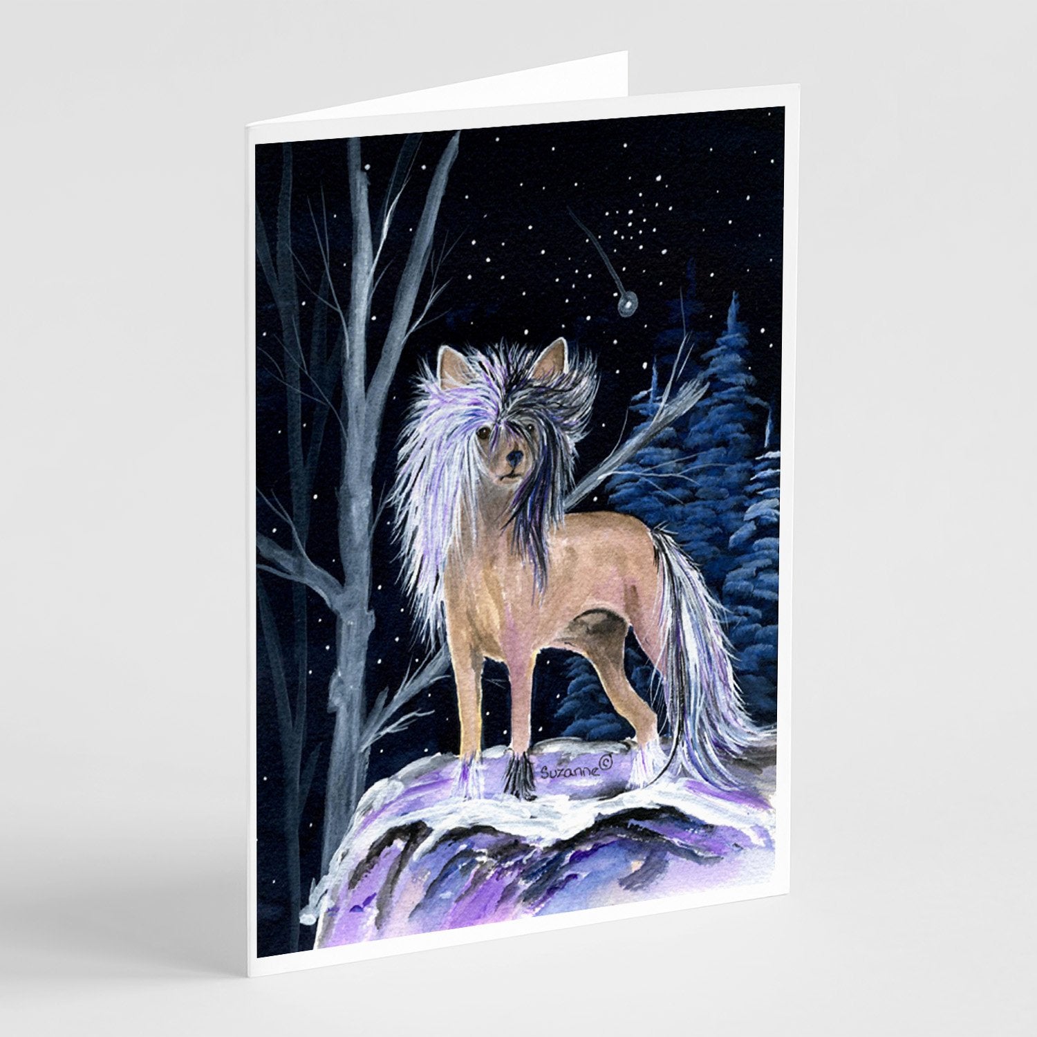 Buy this Starry Night Chinese Crested Greeting Cards and Envelopes Pack of 8