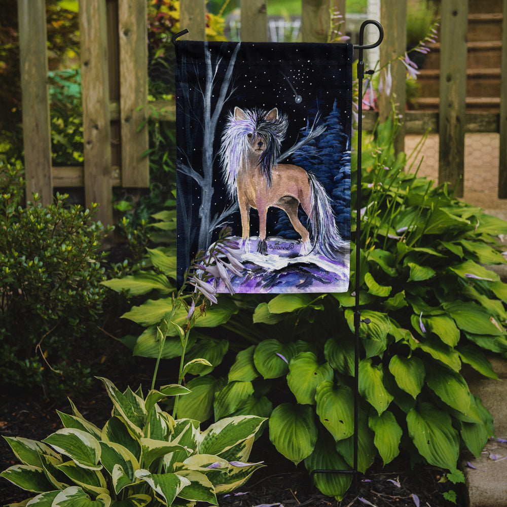 Caroline's Treasures Starry Night Chinese Crested Garden Flag - Outdoor Decorative Yard Flag