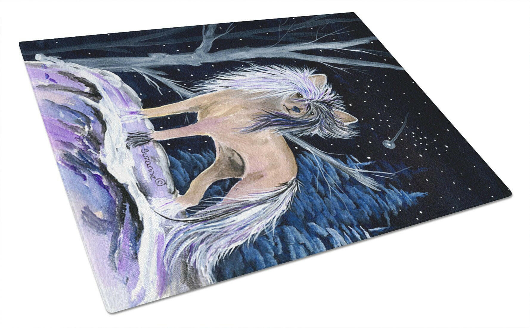 Starry Night Chinese Crested Glass Cutting Board Large by Caroline's Treasures