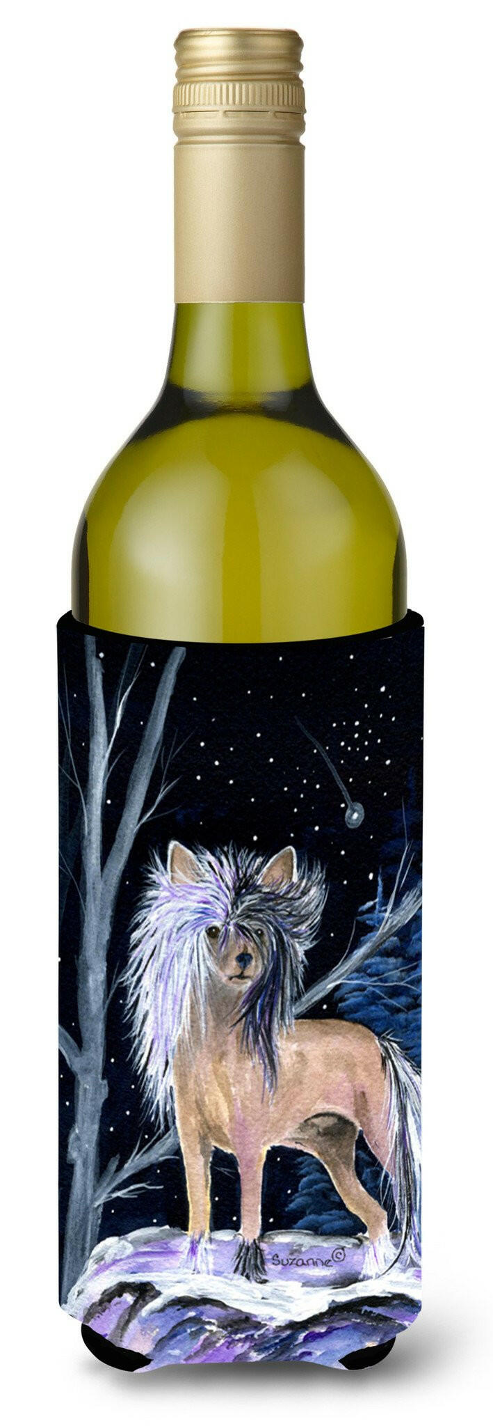 Starry Night Chinese Crested Wine Bottle Beverage Insulator Beverage Insulator Hugger by Caroline&#39;s Treasures