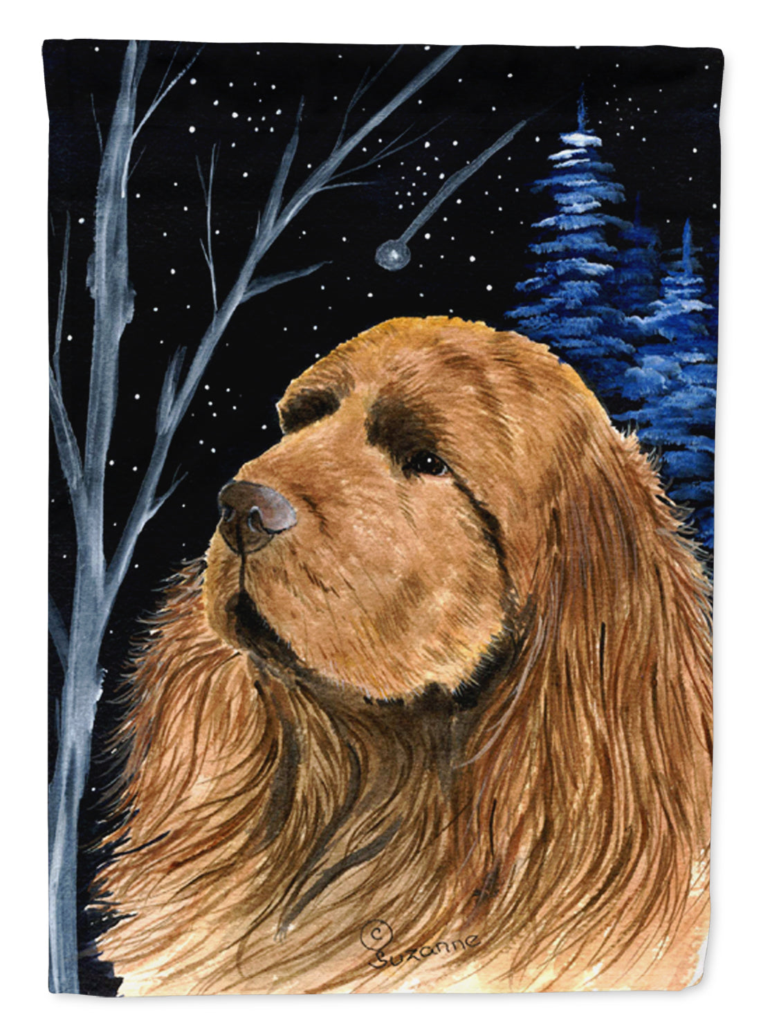 Starry Night Sussex Spaniel Flag Canvas House Size