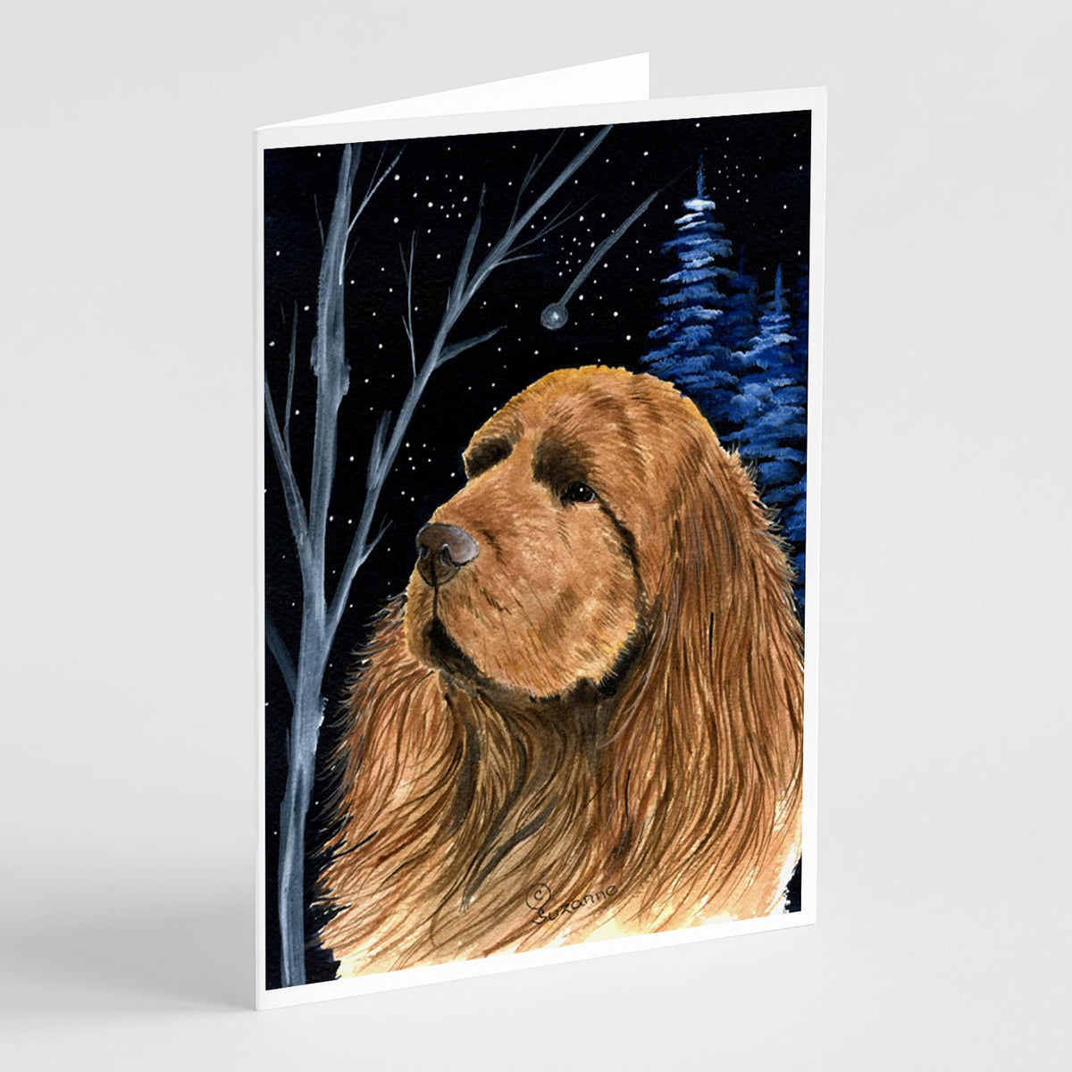 Buy this Starry Night Sussex Spaniel Greeting Cards and Envelopes Pack of 8