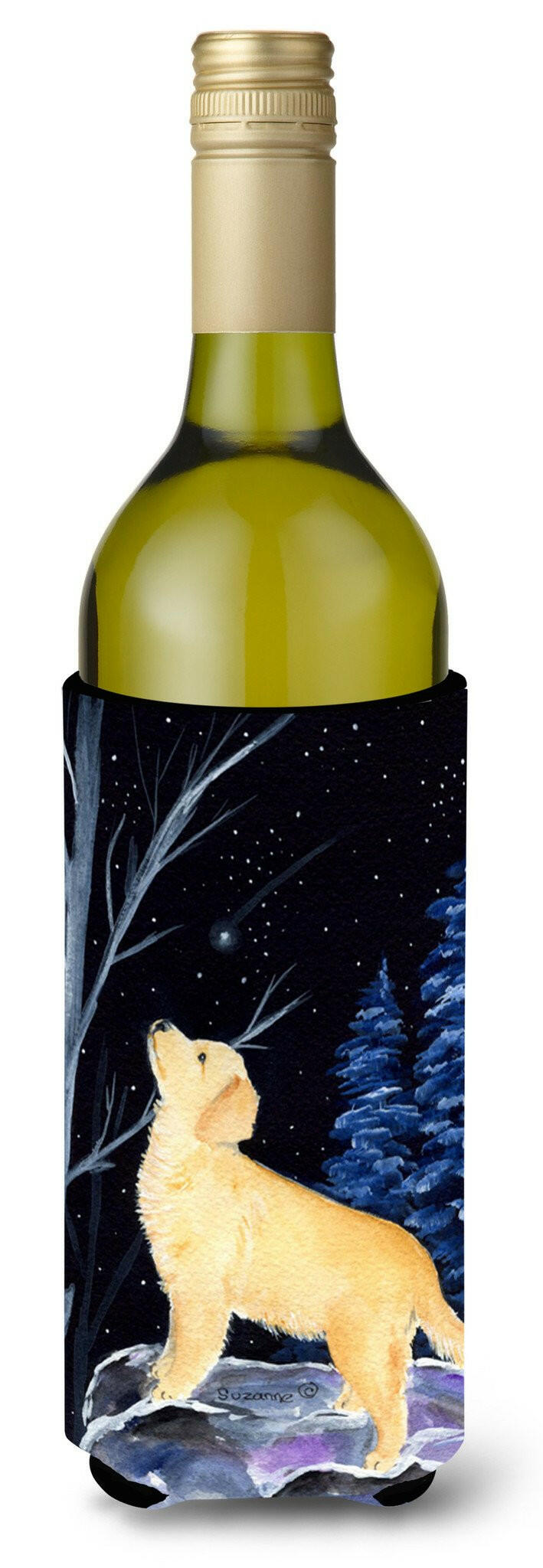 Starry Night Golden Retriever Wine Bottle Beverage Insulator Beverage Insulator Hugger by Caroline&#39;s Treasures