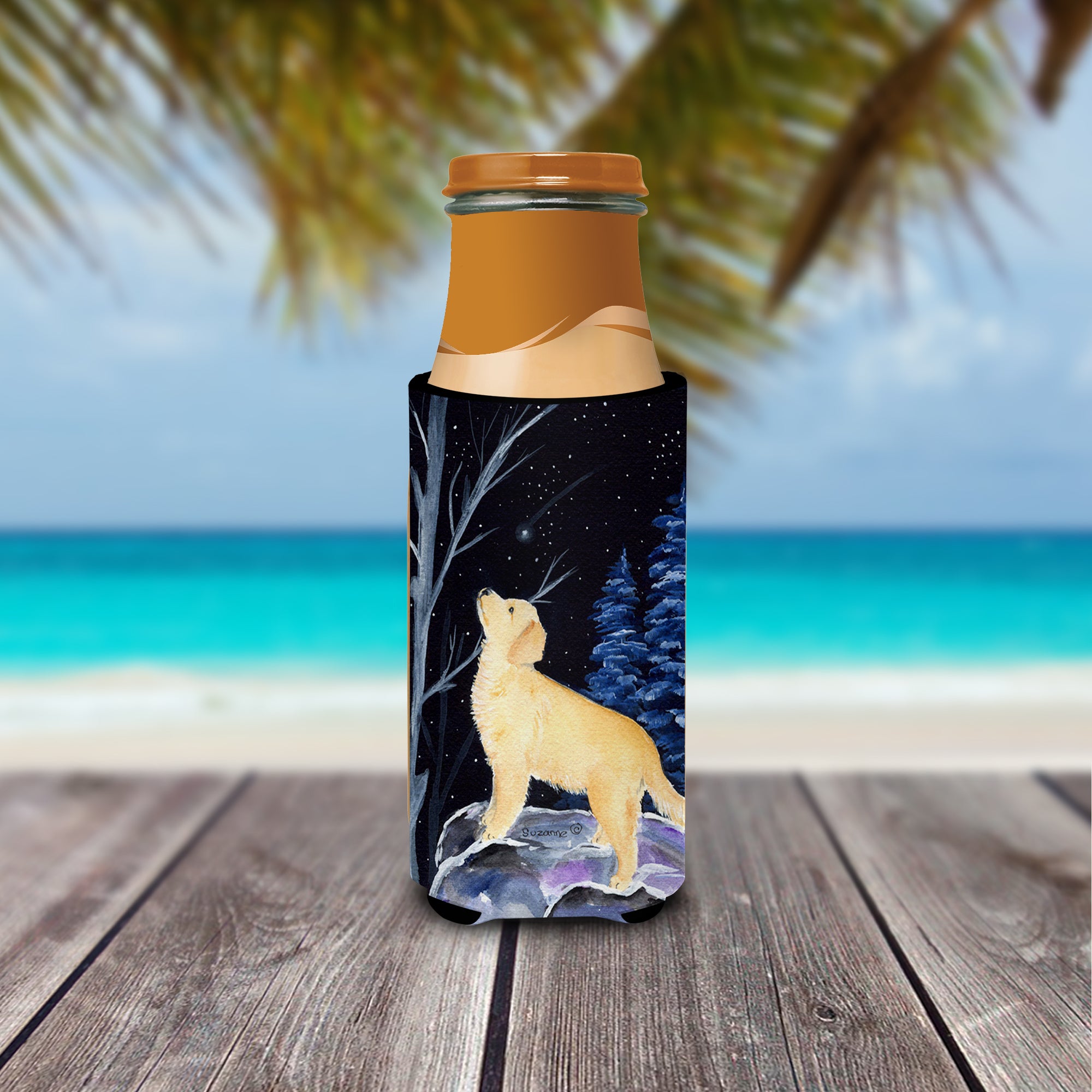 Starry Night Golden Retriever Ultra Beverage Insulators for slim cans SS8392MUK