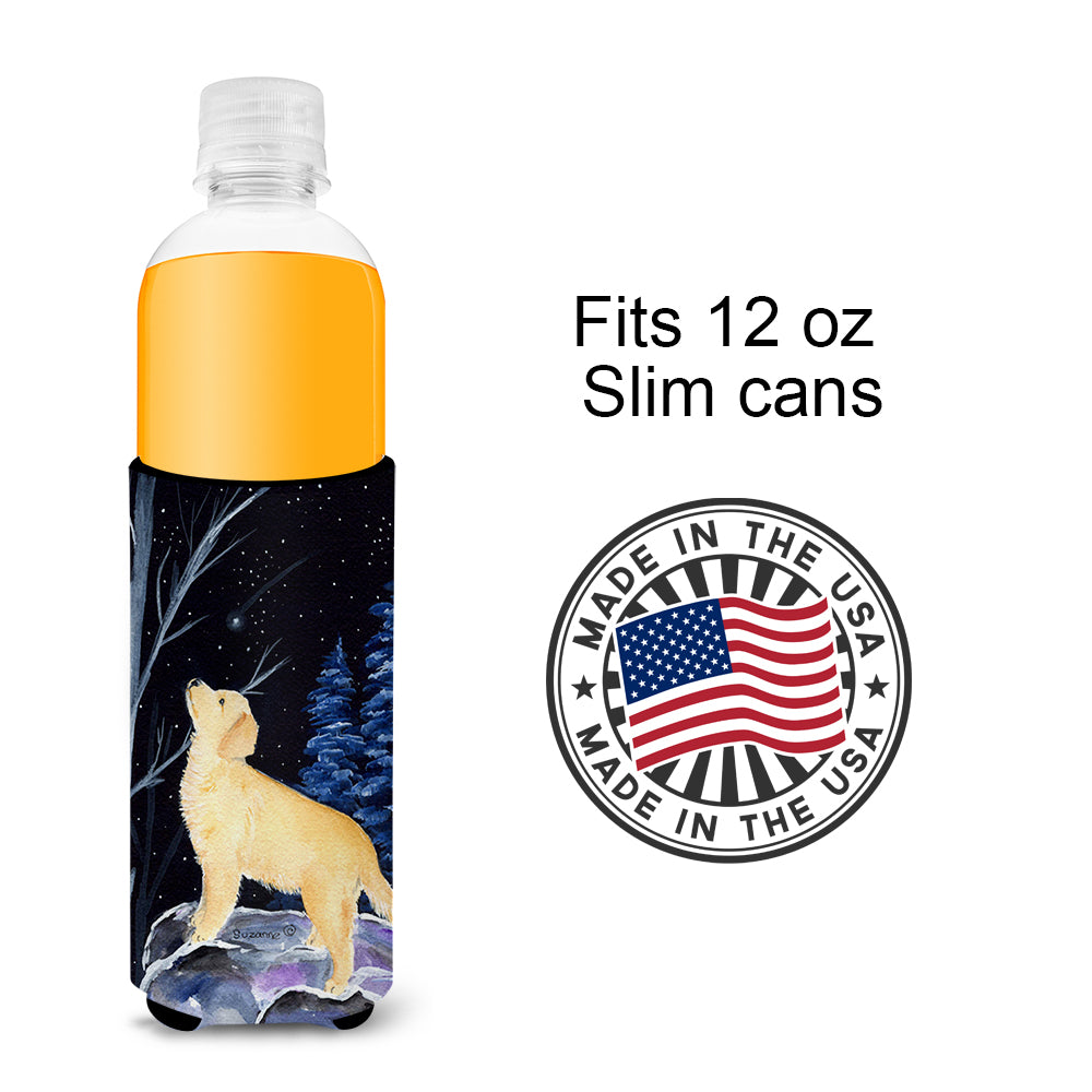 Starry Night Golden Retriever Ultra Beverage Insulators for slim cans SS8392MUK.