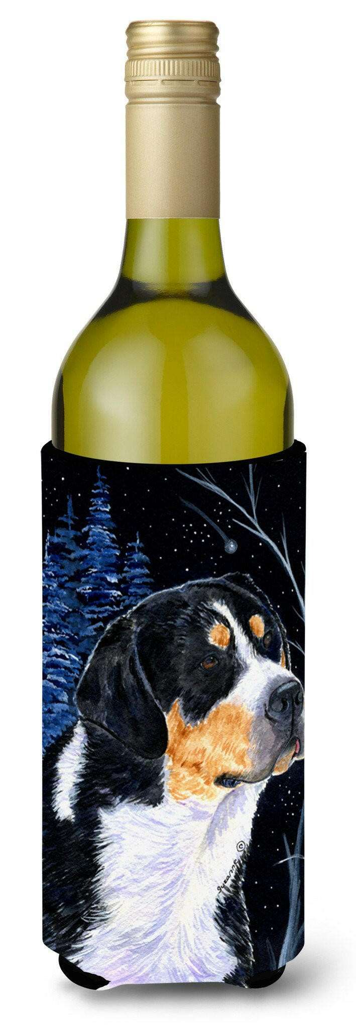 Starry Night Bernese Mountain Dog Wine Bottle Beverage Insulator Beverage Insulator Hugger by Caroline&#39;s Treasures
