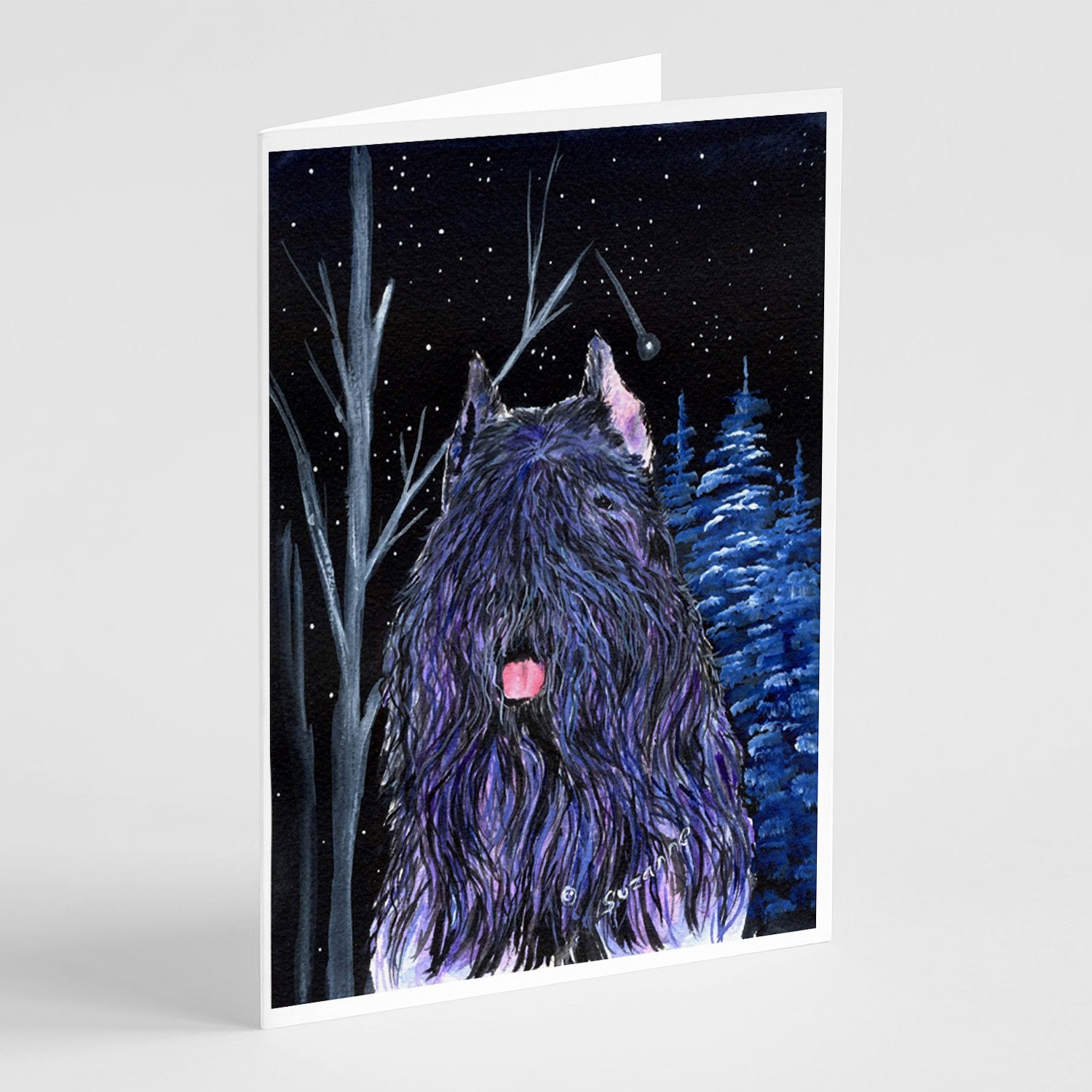 Buy this Starry Night Bouvier des Flandres Greeting Cards and Envelopes Pack of 8