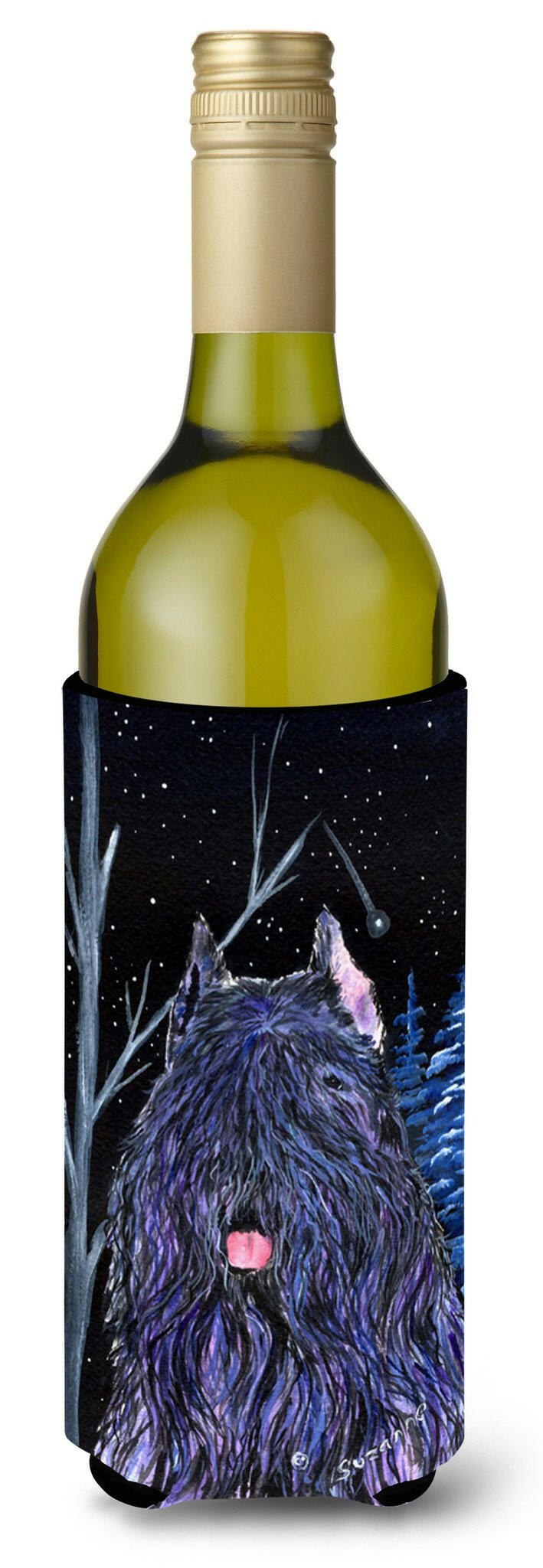 Starry Night Bouvier des Flandres Wine Bottle Beverage Insulator Beverage Insulator Hugger by Caroline&#39;s Treasures