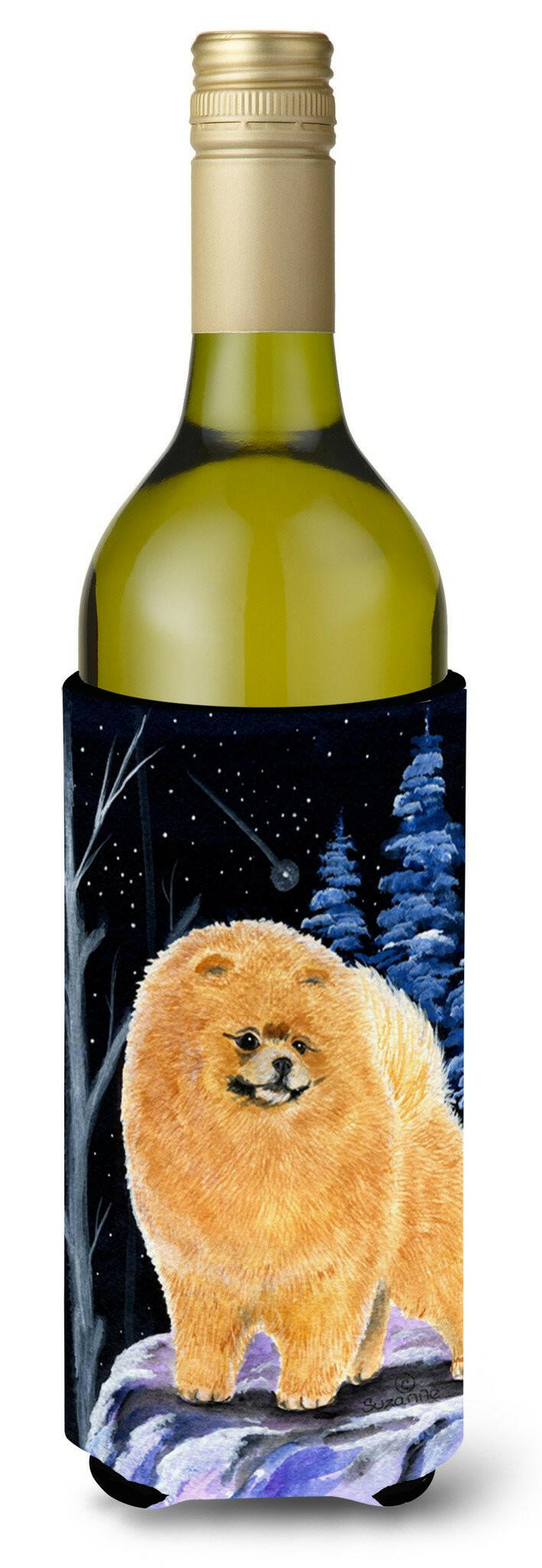 Starry Night Pomeranian Wine Bottle Beverage Insulator Beverage Insulator Hugger by Caroline&#39;s Treasures