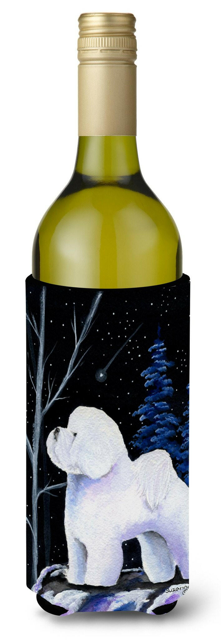 Starry Night Bichon Frise Wine Bottle Beverage Insulator Beverage Insulator Hugger by Caroline&#39;s Treasures